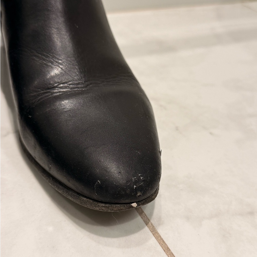 Saint Laurent Black Leather Ankle Booties with Buckle Straps - Picture 5 of 12